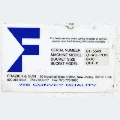Frazier + Son Z Shape Bucket Elevator