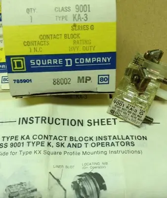 New | in-Stock SQUARE D 9001 TYPE KA-3 SERIES G Miscellaneous Equipment (Electrical & Power) | Surplus Asset Holdings #1188604