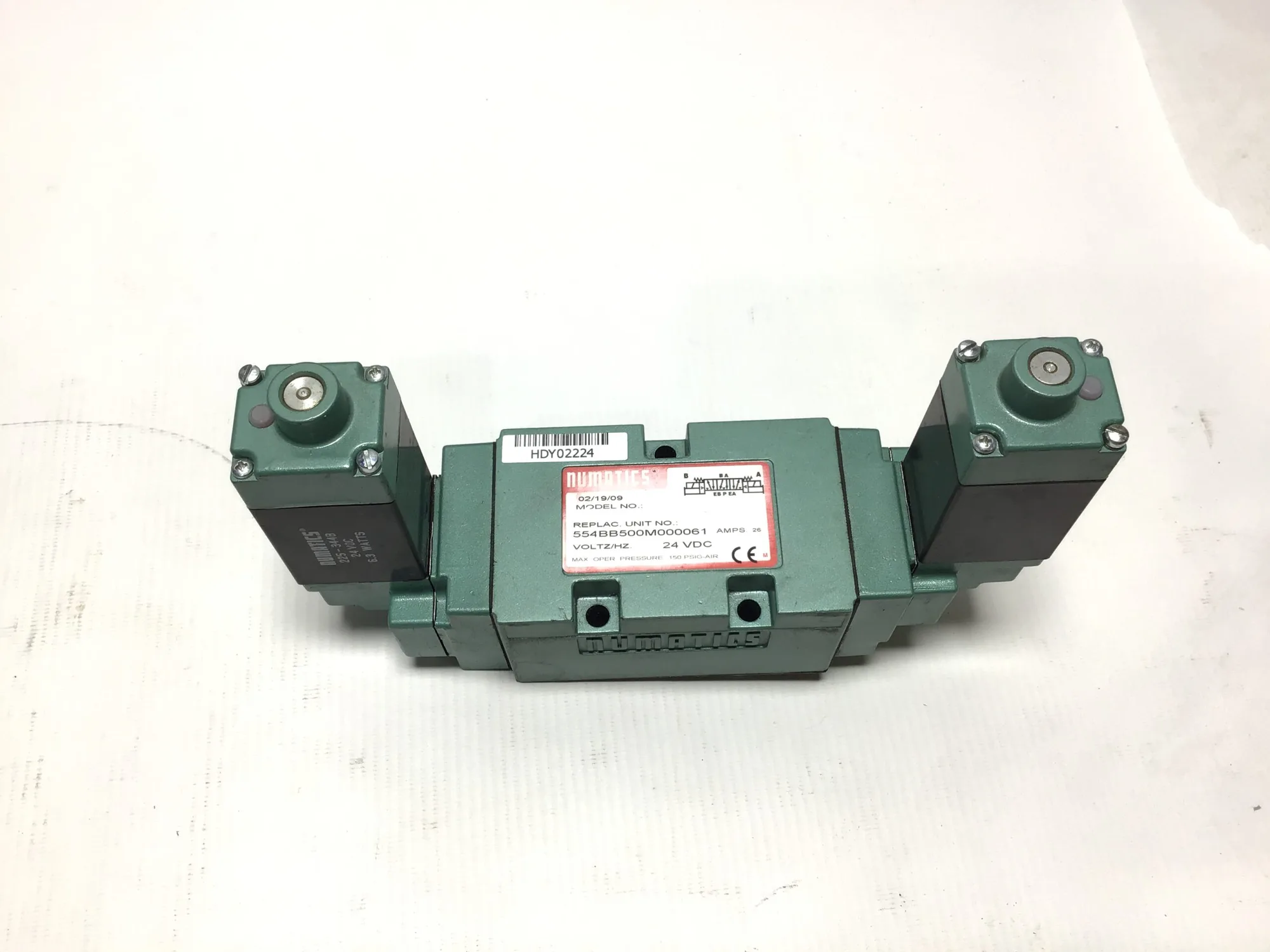 Numatics 554BB500M000061 Solenoid Valve 24VDC 26Amps 150PSIG Air Max Pressure
