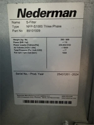 Used 2024 NEDERMAN "NFP-S1000" Dust Collectors Texas US | MachineryMax #1488381