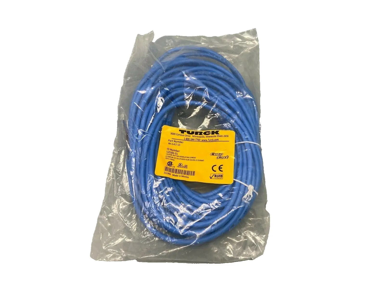 RK 4.41T-15 | Turck  EuroFast Cordset U2182-01 - New