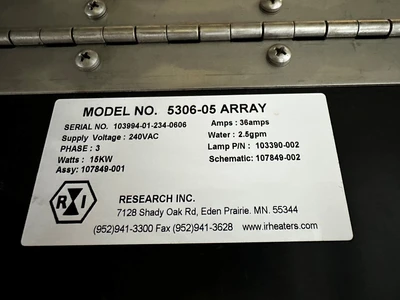 RESEARCH INC. 5306-05 ARRAY TUBE IR HEATER W/
