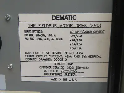 Dematic Manual Motor Circuit Breaker Contactor Disconnect Box 480V 140M-C2E-B40