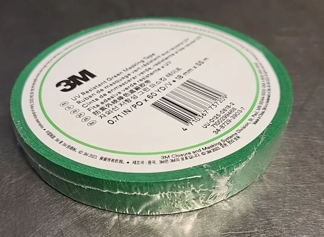 3M UV UU 0125-0618-2 Resistant Green Masking Tape 18mmx55m (BIN 3.4.4)
