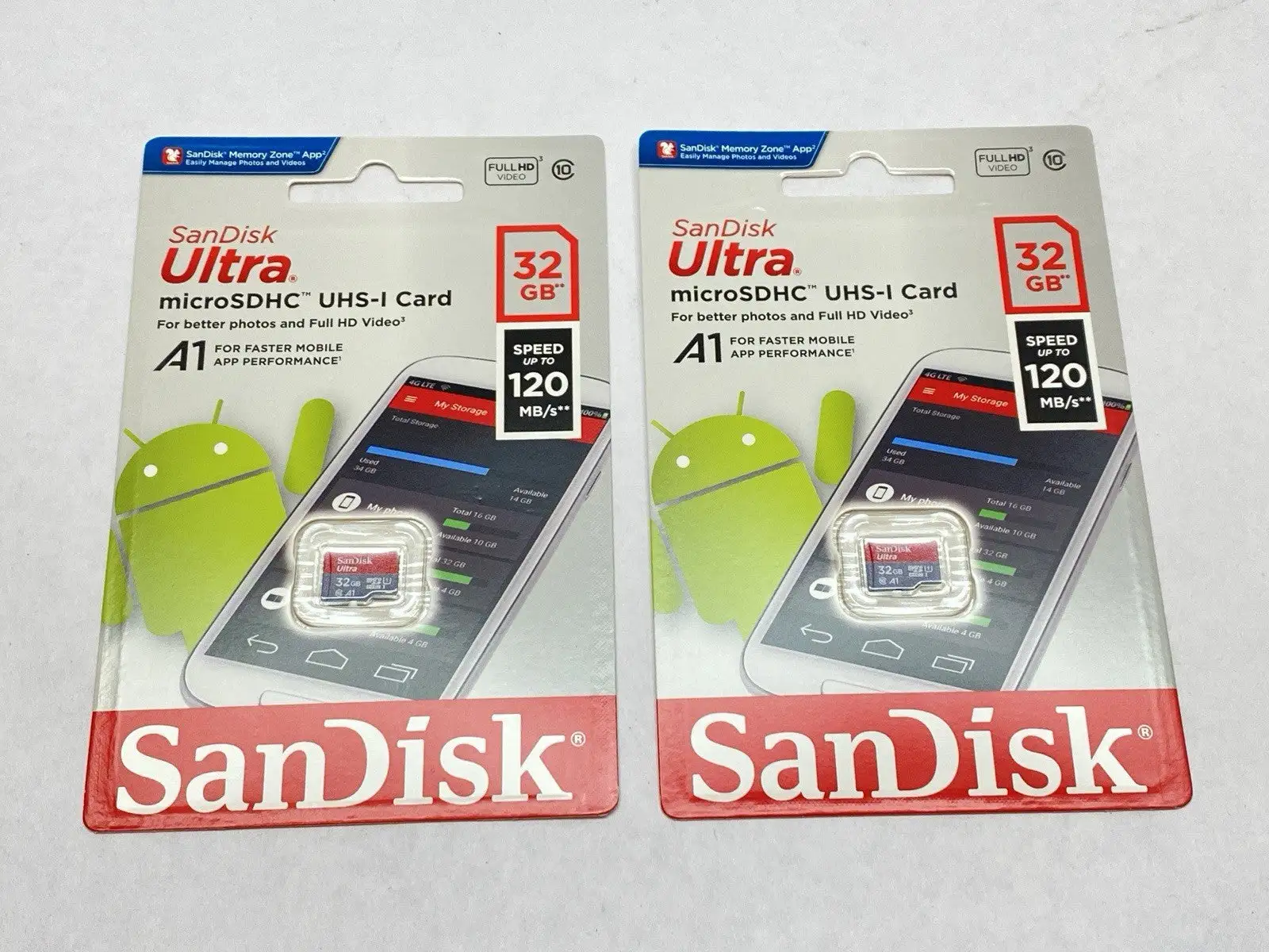 SDSQUA4-032G-GN6MN | San Disk  Ultra microSDHC Memory Card 32GB LOT OF 2 - New