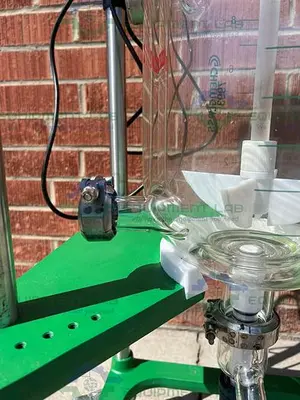 USED CHEMGLASS 10 LITER JACKETED GLASS REACTOR W/ CHEMGLASS DIGITAL OVERHEAD STIRRER