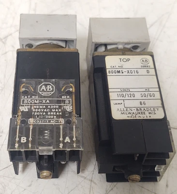 🔥 ALLEN BRADLEY 800MS-X016S ILLUMINATED GREEN & RED PUSH BUTTON 800M-XA