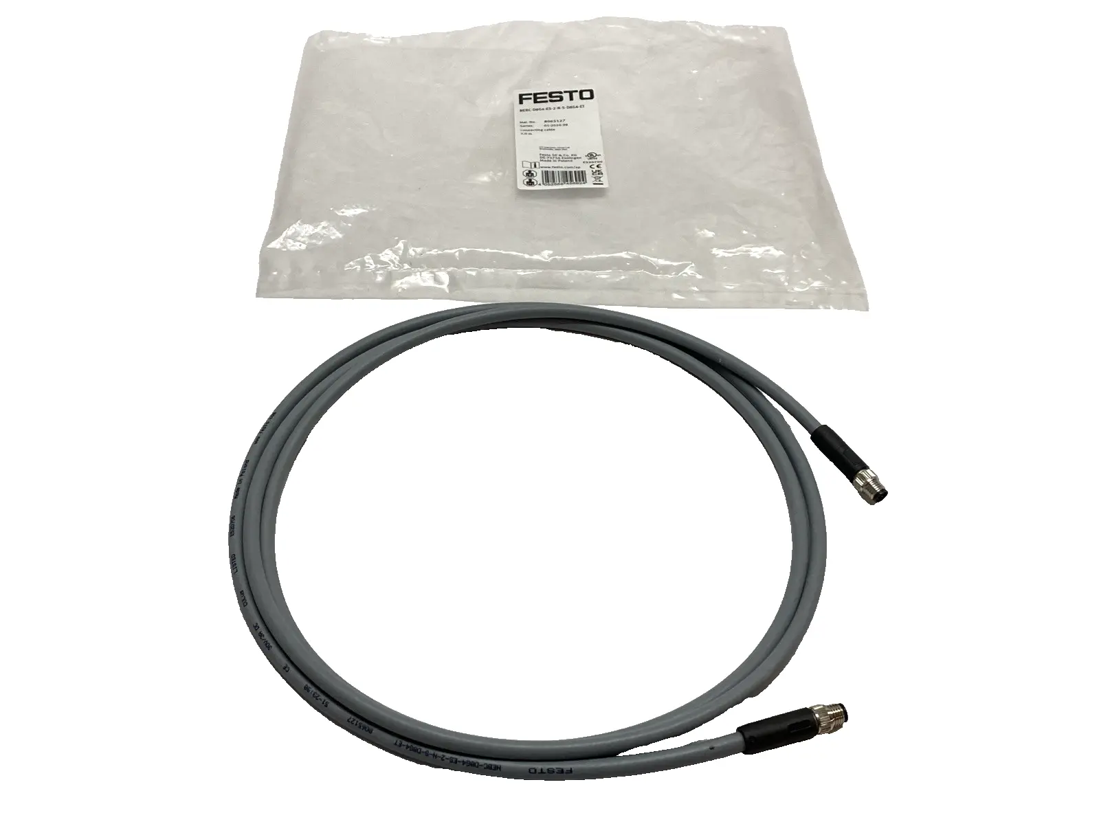 New | in-Stock Festo Connecting Cable M/M M8 4-Pin 2m 8065127 Cable & Wire Michigan US | Maverick Industrial Sales #1391266