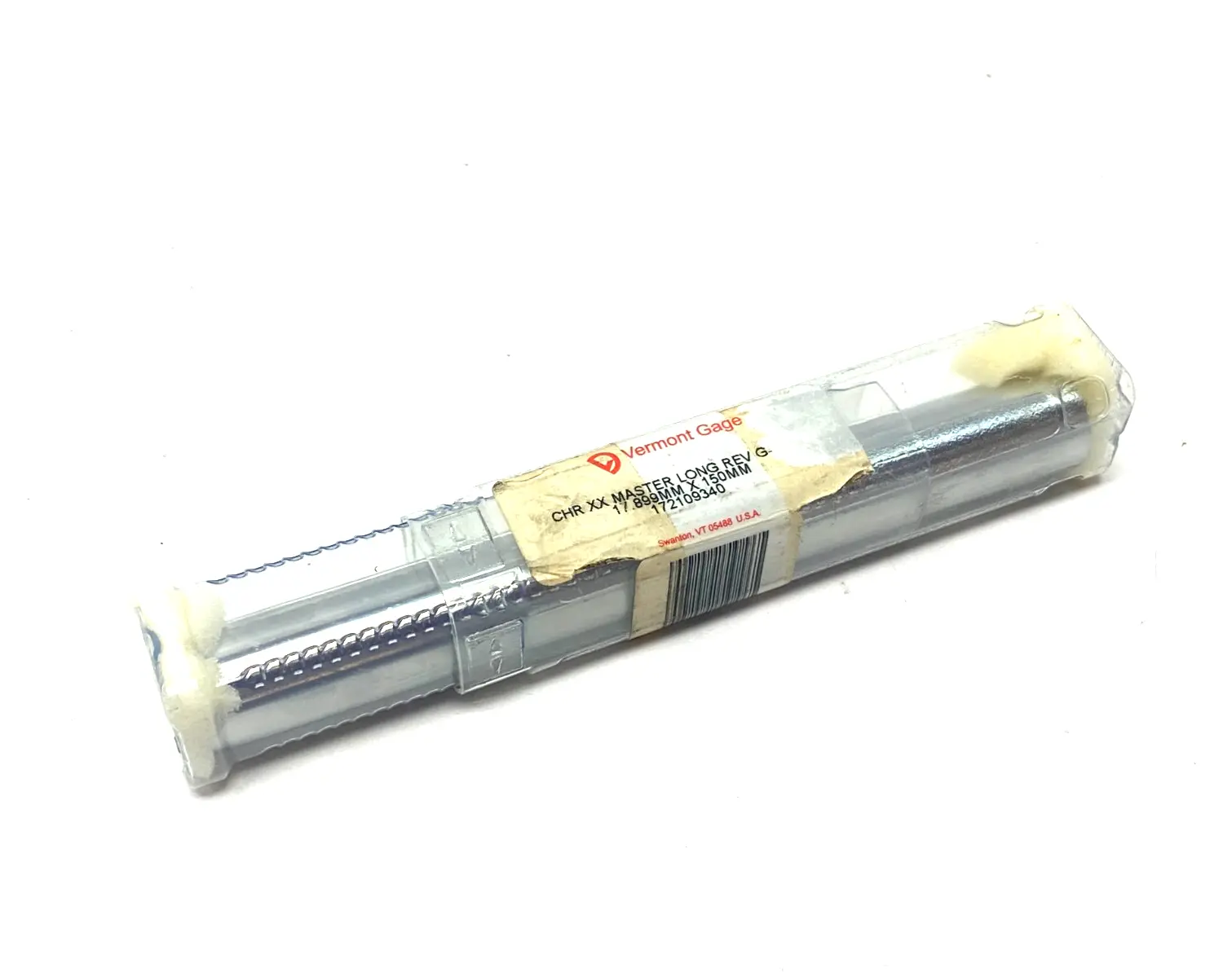 NEW VERMONT GAGE CHR XX REVERSIBLE LONG MASTER GAGE 17.899MM X 150.00MM