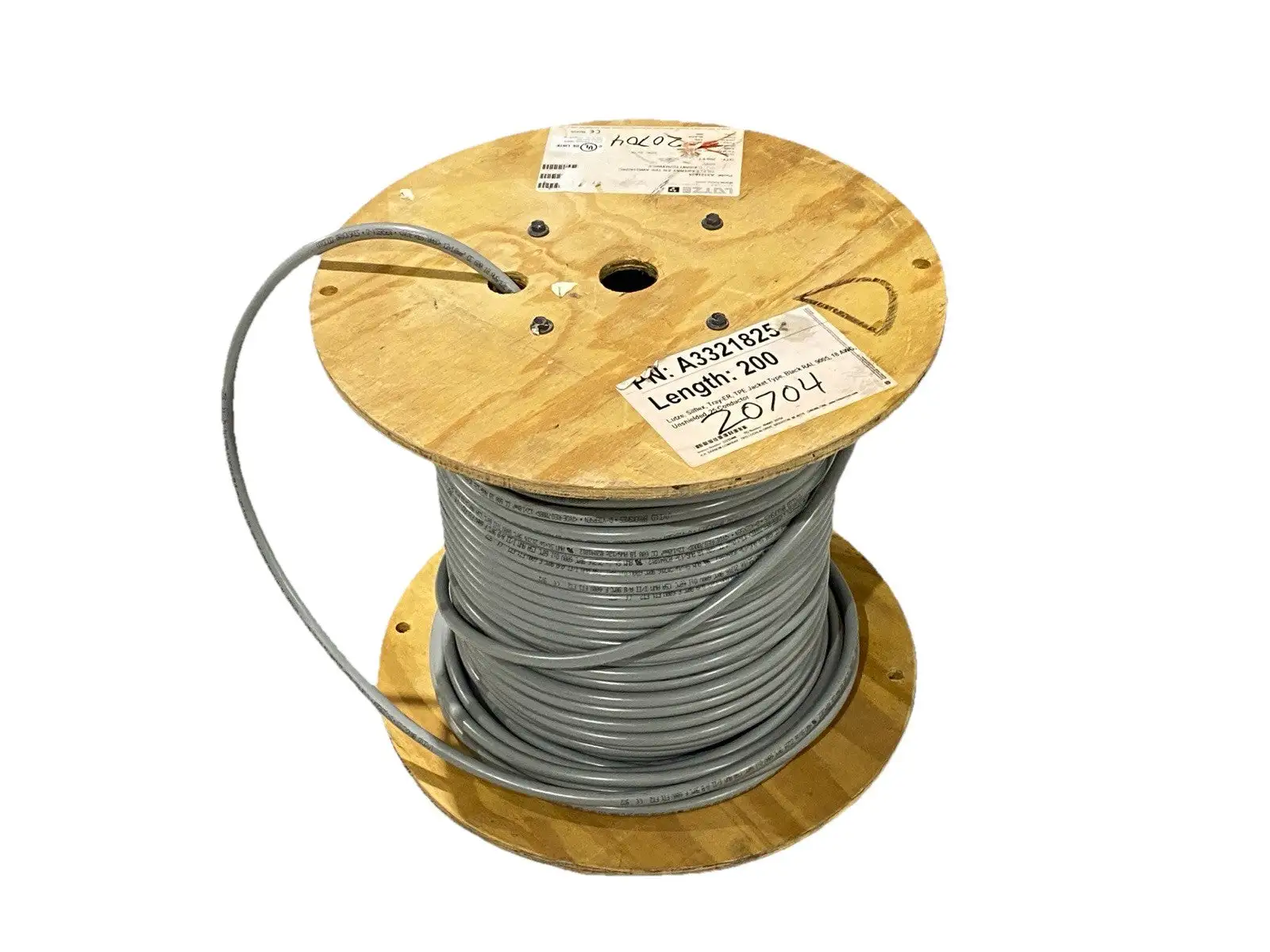 USED LUTZE FLEXIBLE CONTROL CABLE TPE 18AWG 25C 150FT SPOOL