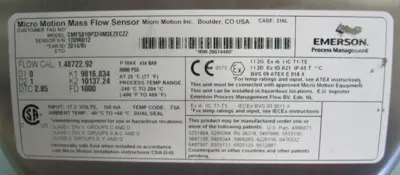 USED Micro Motion CMFS010 P324M3EZECZZ