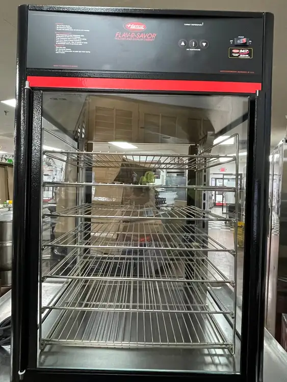 Used Hatco Used Hatco FSDT-2X Tall Two Door Warming Display Merchandiser w/ Rack - 120V Heated Cabinets & Displays Illinois US | Falcon Restaurant Supply #1375795