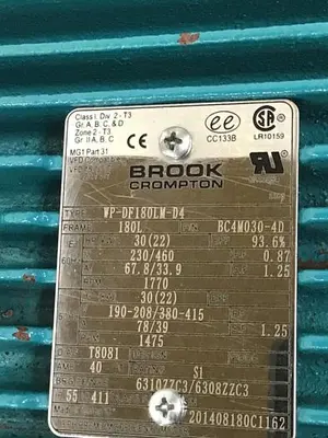 USED BROOK CROMPTON WP-DF180LM-D4