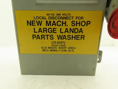 Cutler Hammer DH362FDK Eaton Safety Disconnect Switch 60A 600V Non-Fusible