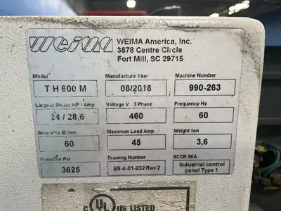 Used 2018 WEIMA AMERICA, INC TH600M / W M S 60 Briquetting Ohio US | HGR 24 #1507668