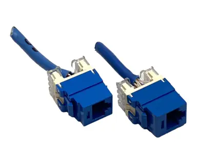 USED PANDUIT NETKEY CAT6 RJ45 KEYSTONE JACK, UTP BLUE LOT OF 2