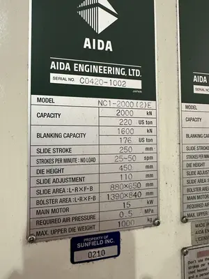 USED 2013 AIDA NC1-2000(2)