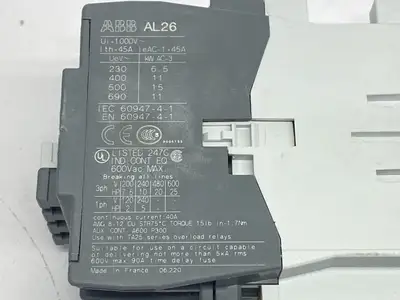 USED ABB AL26 CONTACTOR 3P 45A 690V 24VDC COIL