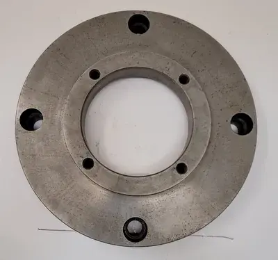 15" LATHE FACE PLATE - D1-8 MOUNT WITH 6-5/8" THROUGH HOLE