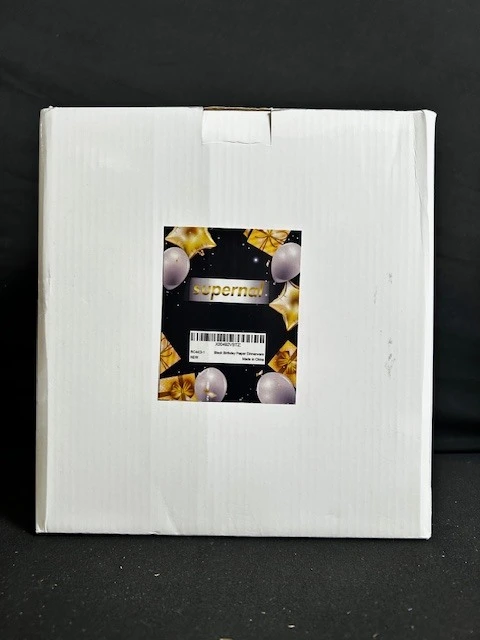 Black & Gold Happy Birthday Party Supplies Set - Plates Cups Napkins Utensils