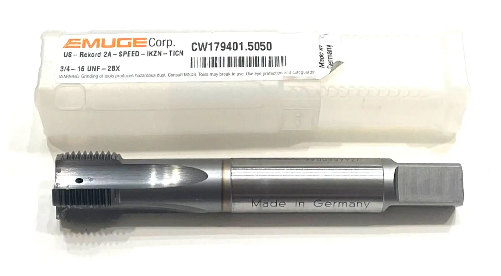 EMUGE 3/4"-16 UNF HSSE Straight Flute Tap TiCN Coating 2BX 4 Flute Coolant Thru