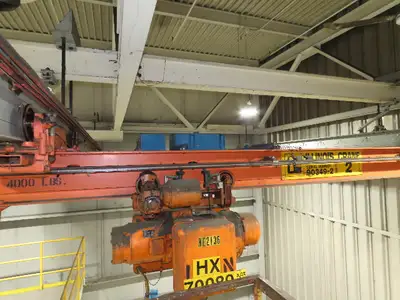 Cleveland Tramrail P&H 1 Ton Single Girder Underhung Bridge Crane 14' Span