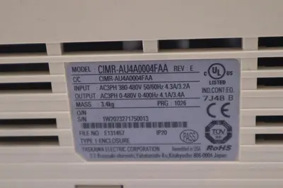 YASKAWA ELECTRIC CIMR-AU4A0004FAA / CIMRAU4A0004FAA REV E VFD DRIVE STOCK 4343