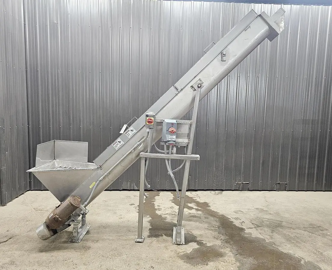 Used Rietz Screw Conveyor, 8.5” diameter x 132” long, 304 Stainless Steel