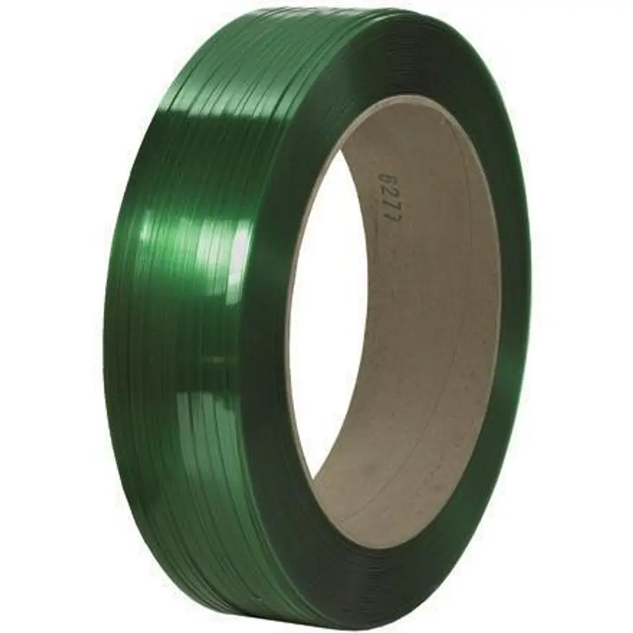 Signode Unitizer Polyester Strap - Green, 7/16" , core size: 6" X 16", 11,800 LF, 500lb break strength