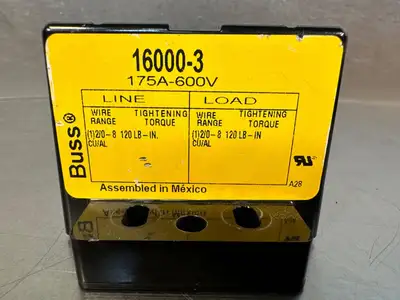 USED Buss Buss Mini Distribution Block 16000-3, 175 A, 600 V
