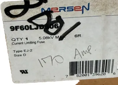 NEW MERSEN FERRAZ SHAWMUT 9F60LJD506 CURRENT LIMITING FUSE 5.08KV 6R