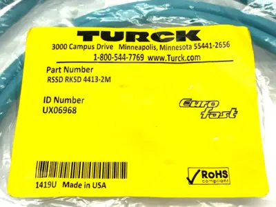 RSSD RKSD 4413-2M | Turck  Ethernet Cordset 2m Length UX06968 - New