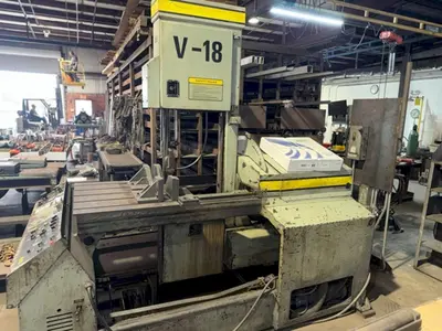 18" X 20" HYD-MECH MODEL #V-18 SEMI-AUTOMATIC VERTICAL BANDSAW: YOBRO #24580