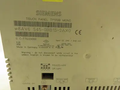 Siemens 6AV6 545-0BB15-2AX0 TP170B Simatic Touch Panel 5.7" Mono Blue Mode
