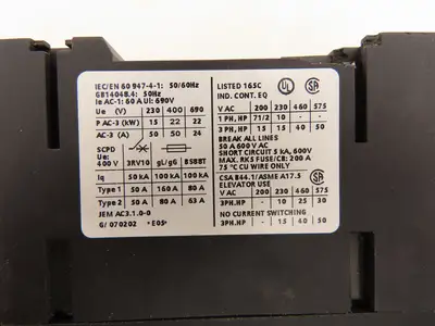 Siemens 3RT1036-1BB40 Motor Starter Contactor 460VAC 40HP Aux Relay 24VDC Coil