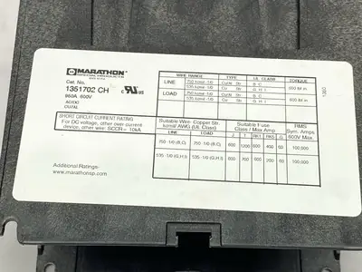 USED MARATHON POWER DISTRIBUTION BLOCK 950A 600V
