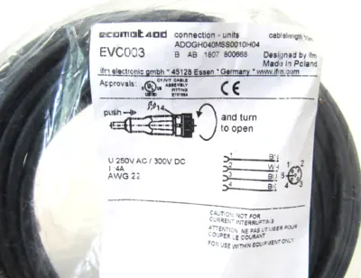 LOT OF 5 NEW EFECTOR EVC003 CONNECTOR CABLES ADOGH040MSS0010H04