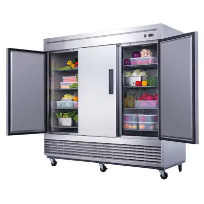 New | in-Stock Dukers New Dukers D83R Stainless Steel Solid 3-Door Commercial Reach-in Refrigerator Refrigerators Illinois US | Falcon Restaurant Supply #1376262
