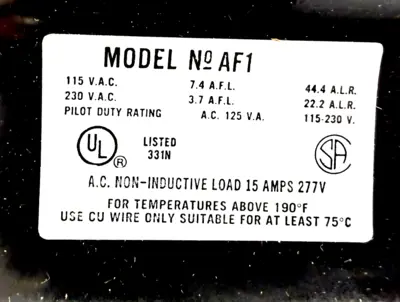 NEW MCDONNELL & MILLER AF-1 AIR FLOW SWITCH AF1