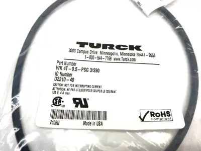 New | in-Stock Turck Double Ended Corset M12 Rt Angle to M8 Cable & Wire Michigan US | Maverick Industrial Sales #1468055