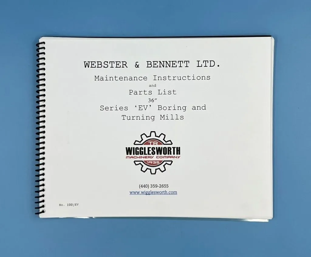 NEW WEBSTER & BENNETT EV Manual