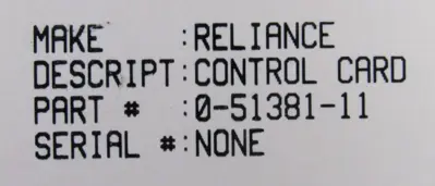 REFURBISHED RELIANCE 0-51381-11 CIRCUIT BOARD 05138111