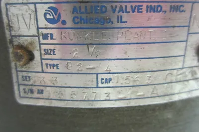 NEW KUNKLE TYPE 82-4 VALVE RELIEF 2 1/2" INCH