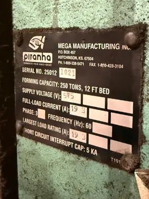 Used PIRANHA 25012 Press Brakes Ontario CA | Aucto #1307340