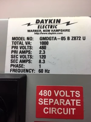 USED DAYKIN ELECTRIC GMDGTA-05BZ872U