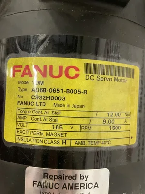 FANUC 10M A06B-0651-B005-R 165V DC Servo Motor 1500RPM