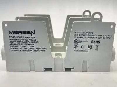 USED MERSEN FUSE BLOCK CLASS J 2P 100A 600V