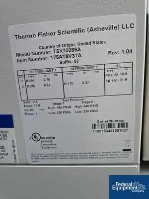 USED ThermoFisher Scientific Thermo Fisher Scientific ULT Freezer, Model TSX70086A