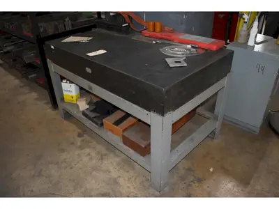 60" X 36" X 8" JC BUSCH PRECISION LAYOUT BLACK GRANITE SURFACE PLATE ON STAND: STOCK #22773