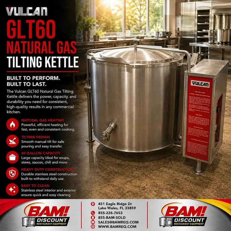 Used 2016 VULCAN GLT60 Cooking Kettles Florida US | BAM Discount Restaurant Equipment #1390438